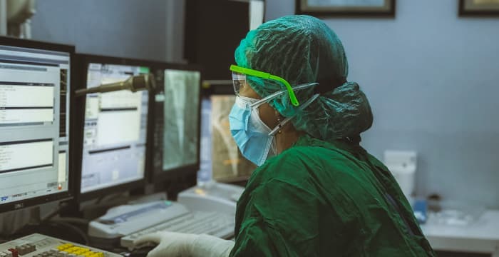 Nurse watching a screen